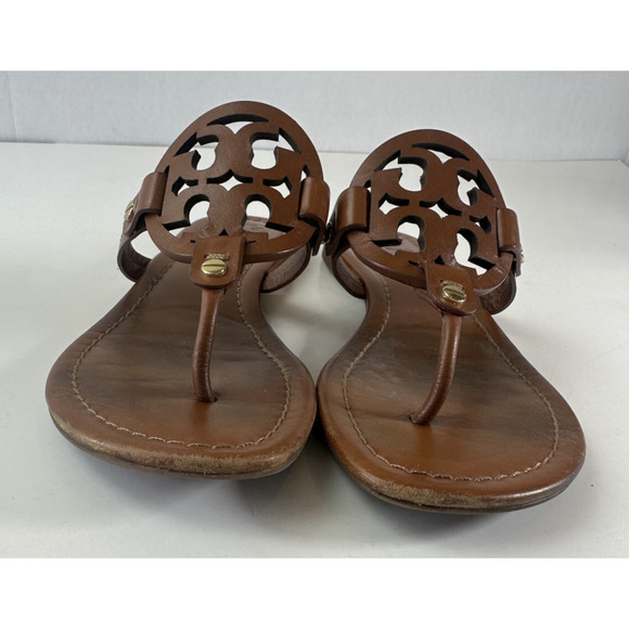 Tory Burch Miller Leather Thong Sandals Brown Flat Flip Flops Women's Size 7.5 M - Picture 11 of 14